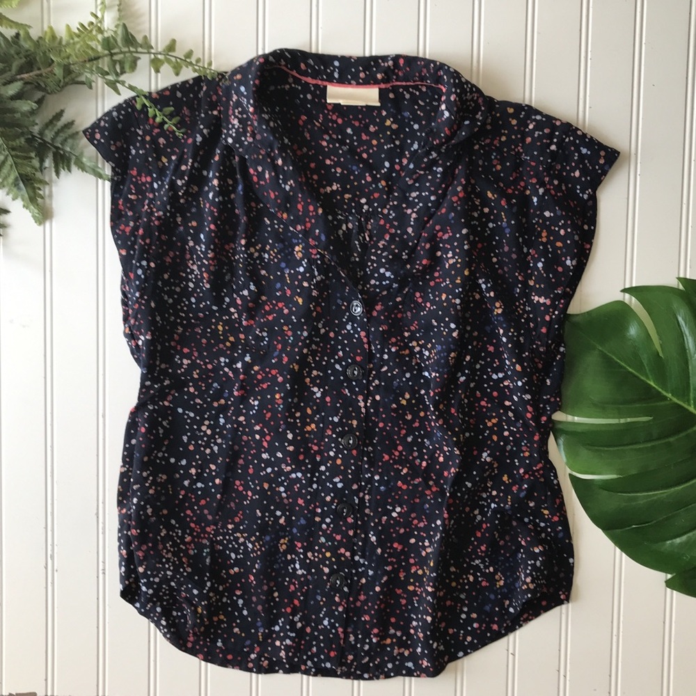Anthropologie Maeve splatter top blue yellow red - Picture 1 of 10